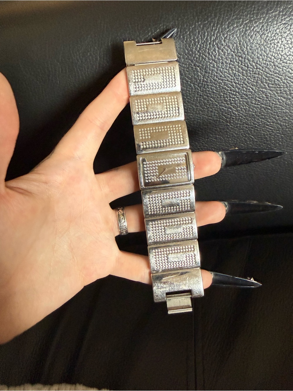 Guess Silver-Tone Chunky Panel Bracelet Watch - Picture 2 of 7